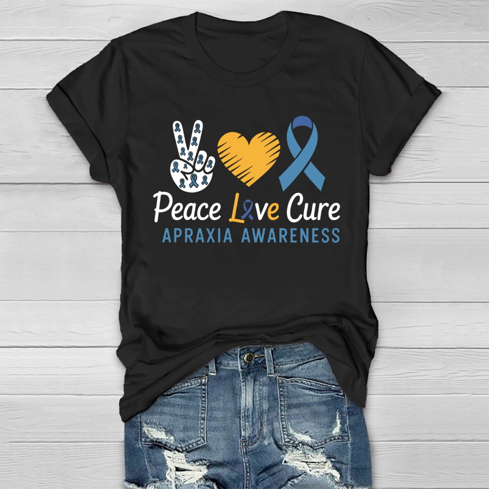 Peace Love Cure Apraxia Awareness Healthwear T-shirt