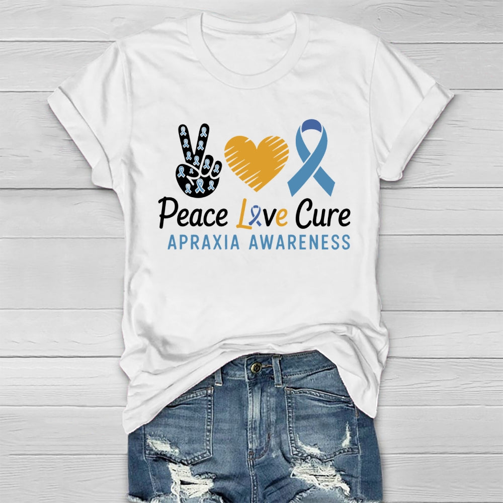 Peace Love Cure Apraxia Awareness Healthwear T-shirt