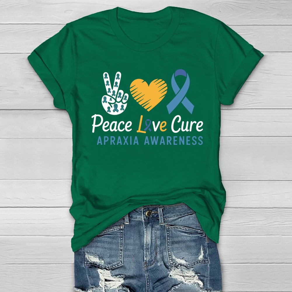 Peace Love Cure Apraxia Awareness Healthwear T-shirt