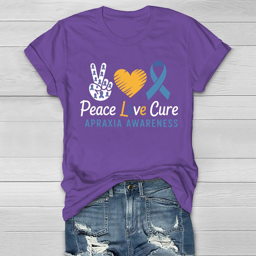 Peace Love Cure Apraxia Awareness Healthwear T-shirt