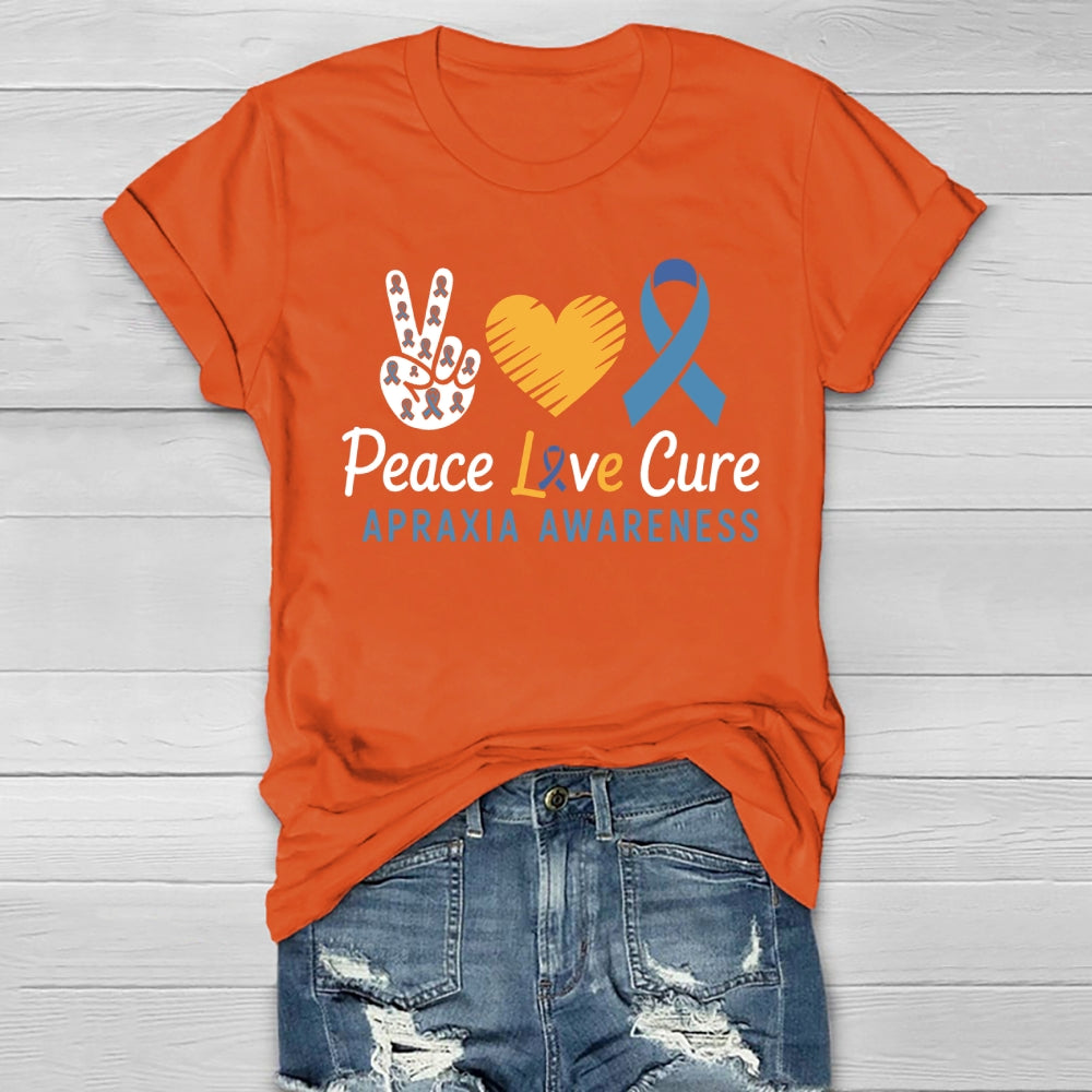 Peace Love Cure Apraxia Awareness Healthwear T-shirt
