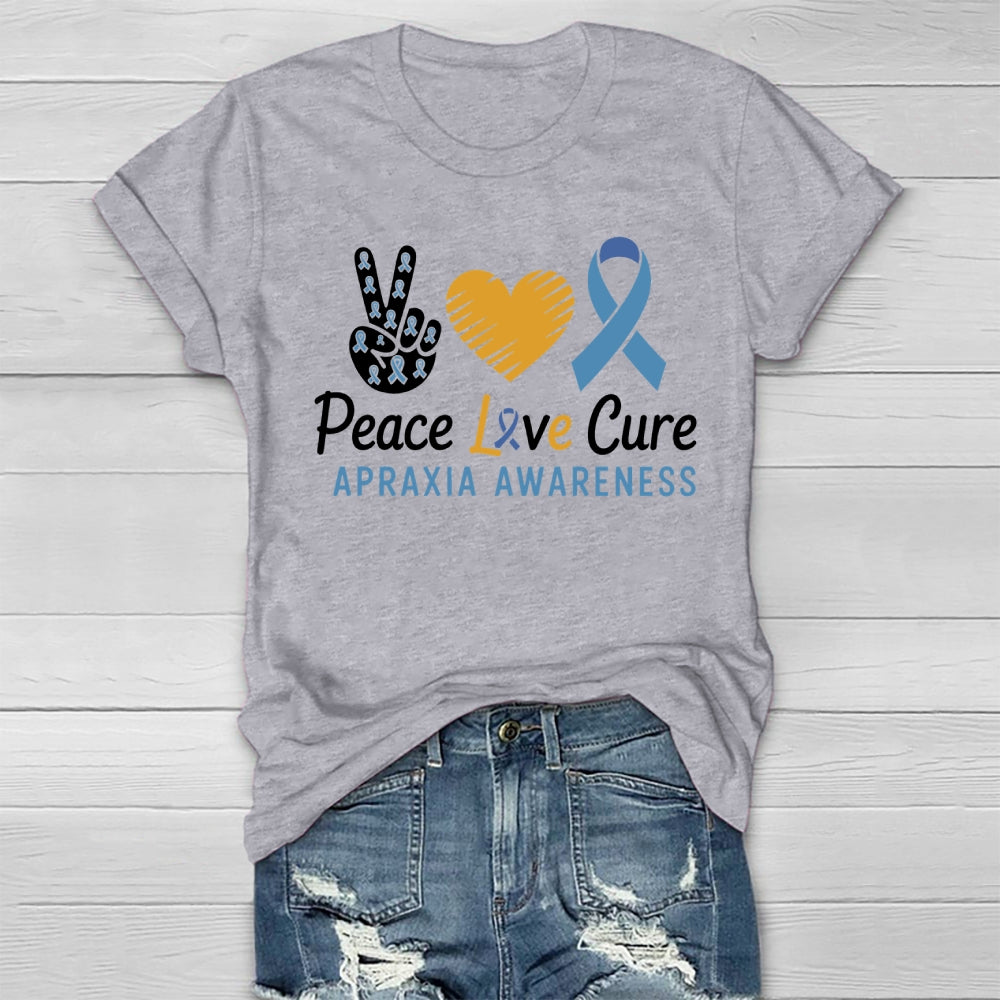 Peace Love Cure Apraxia Awareness Healthwear T-shirt