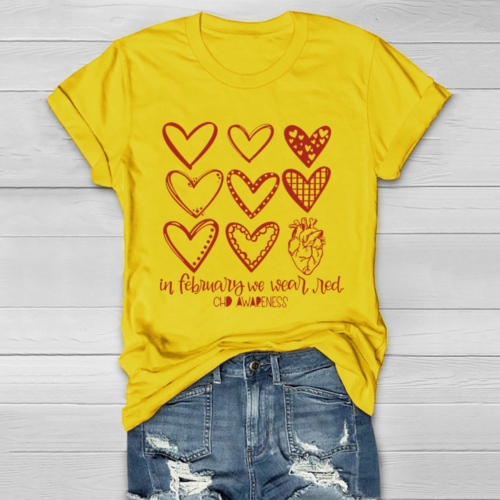 In February We Wear Red CHD Awareness Healthwear T-shirt