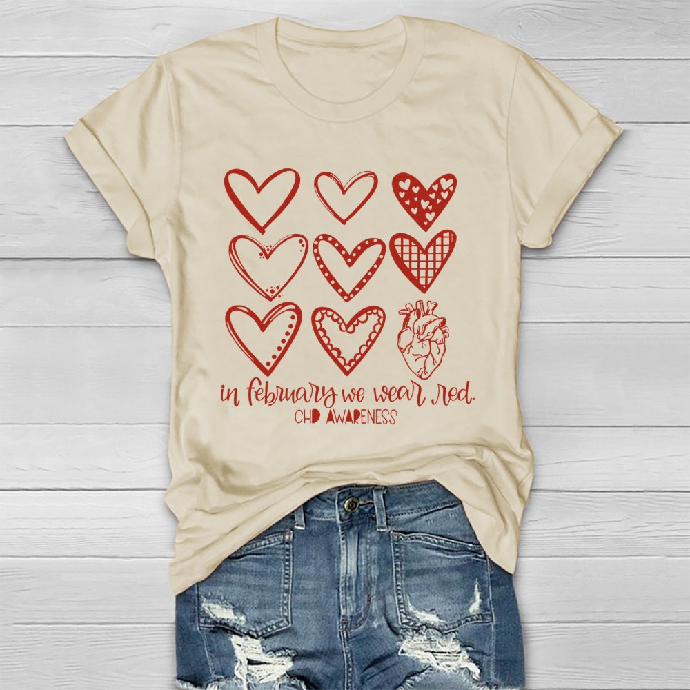 In February We Wear Red CHD Awareness Healthwear T-shirt