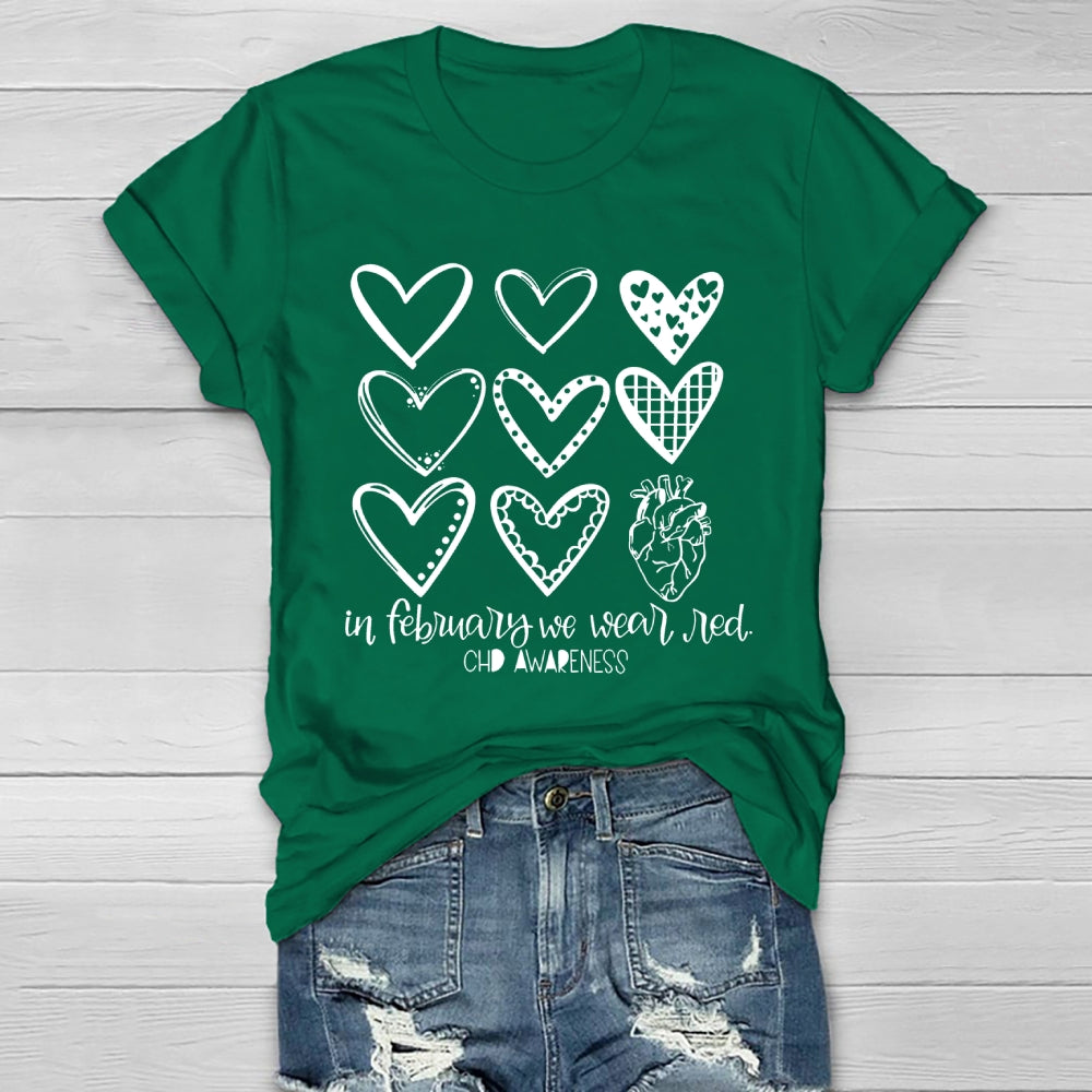 In February We Wear Red CHD Awareness Healthwear T-shirt