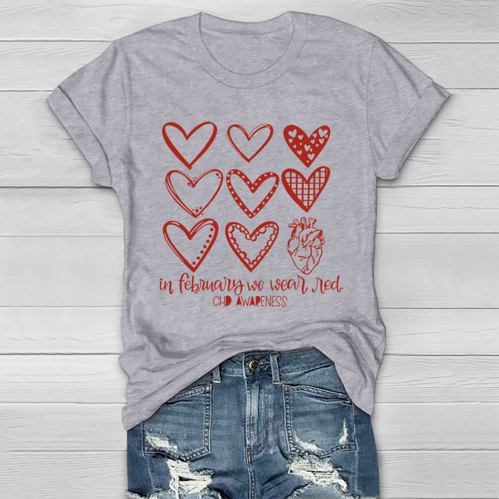 In February We Wear Red CHD Awareness Healthwear T-shirt