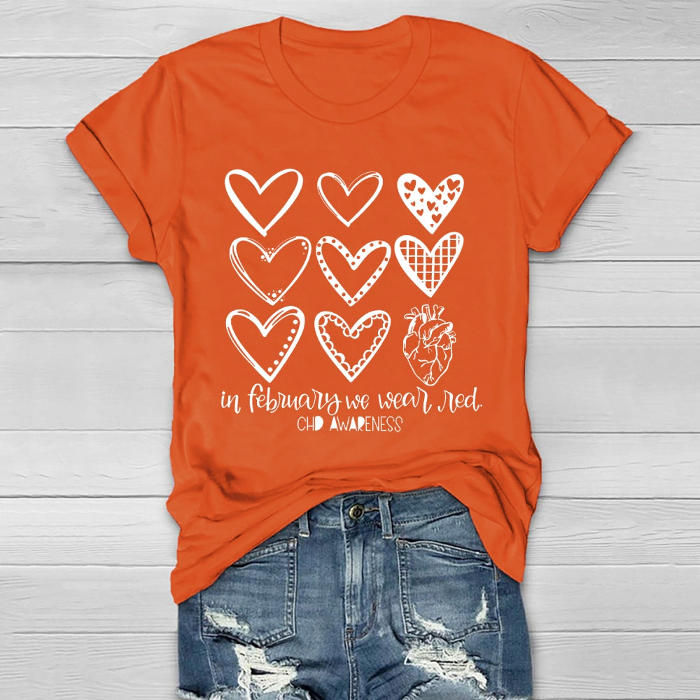 In February We Wear Red CHD Awareness Healthwear T-shirt