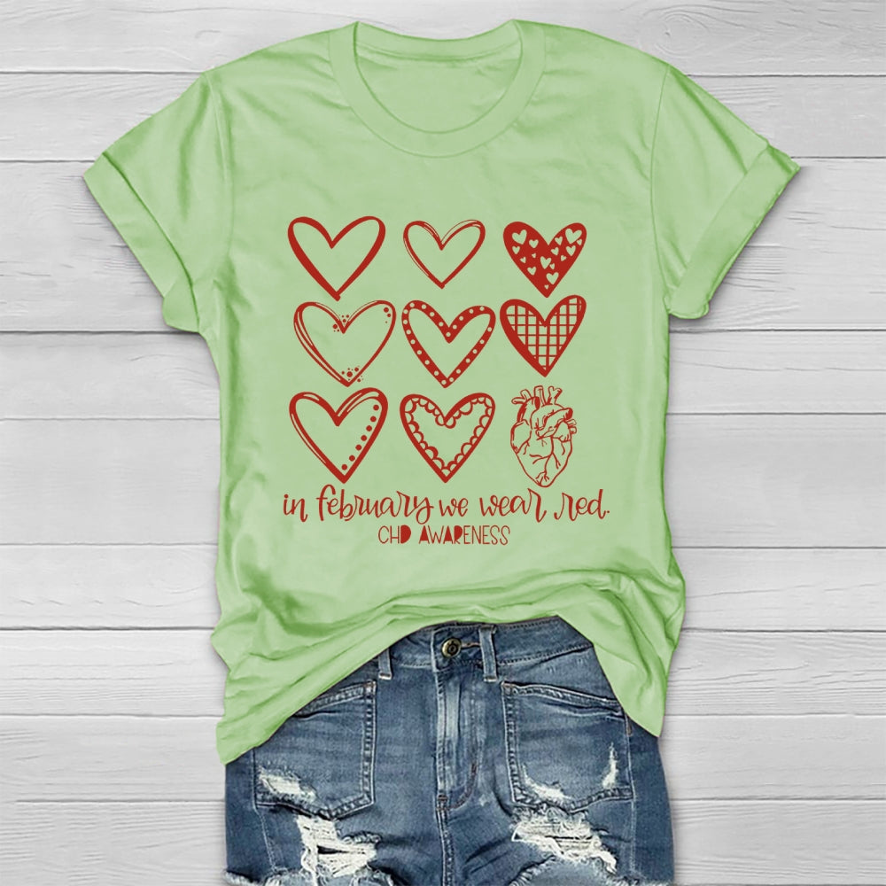 In February We Wear Red CHD Awareness Healthwear T-shirt