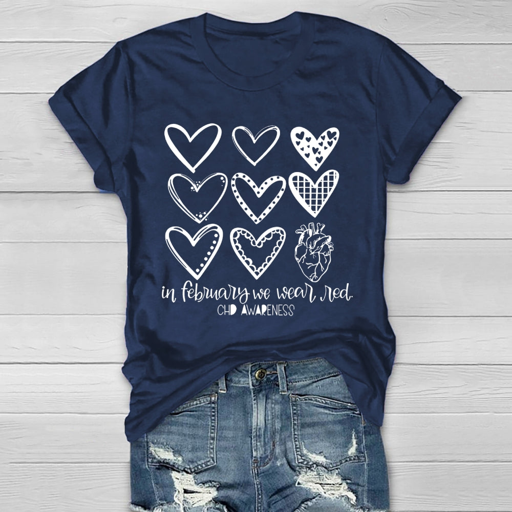 In February We Wear Red CHD Awareness Healthwear T-shirt