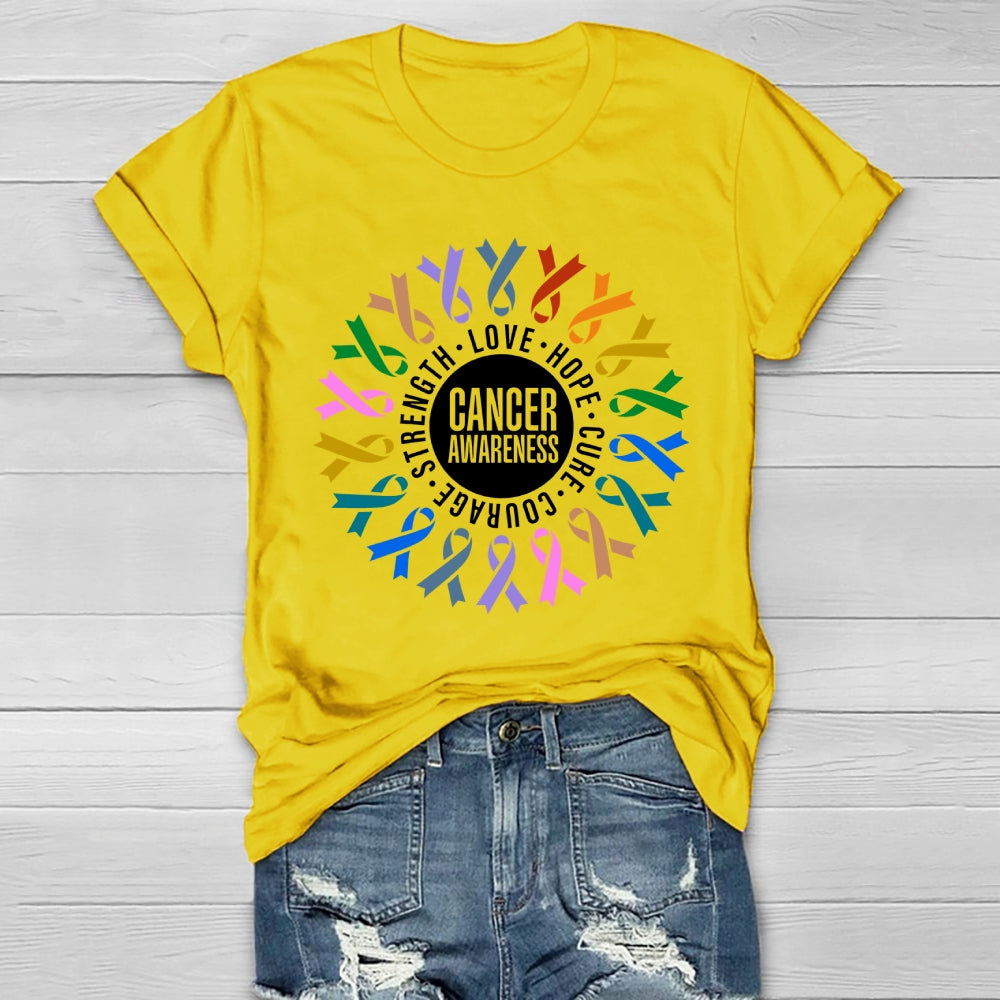 Cancer Awareness Love Hope Cure Courage Strength Ribbon Healthwear T-shirt