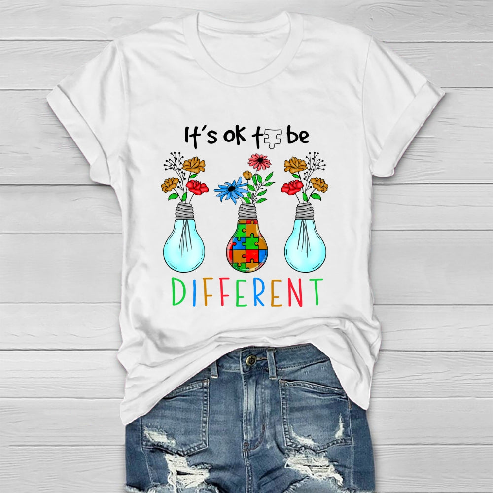 It's Ok To Be Different Light Bulb Flower Healthwear T-shirt