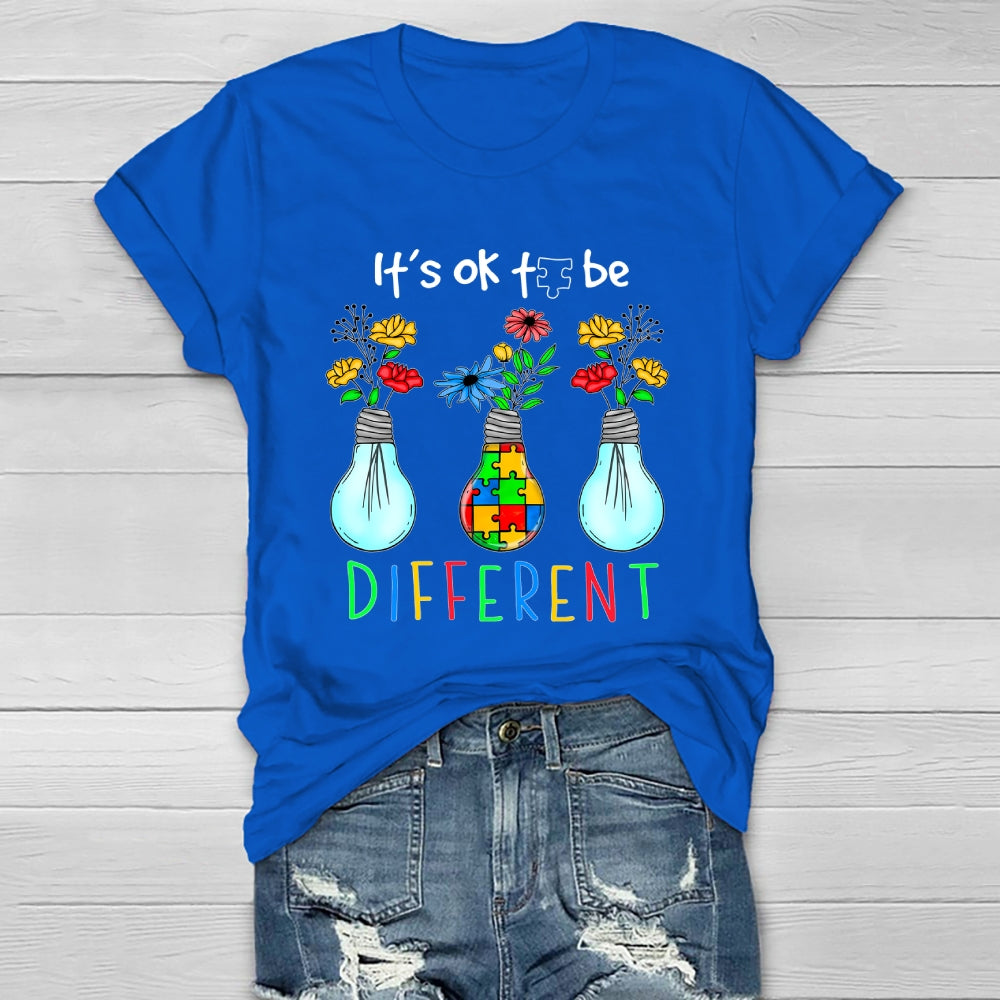 It's Ok To Be Different Light Bulb Flower Healthwear T-shirt