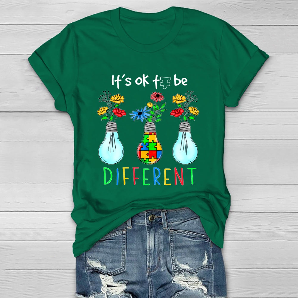 It's Ok To Be Different Light Bulb Flower Healthwear T-shirt