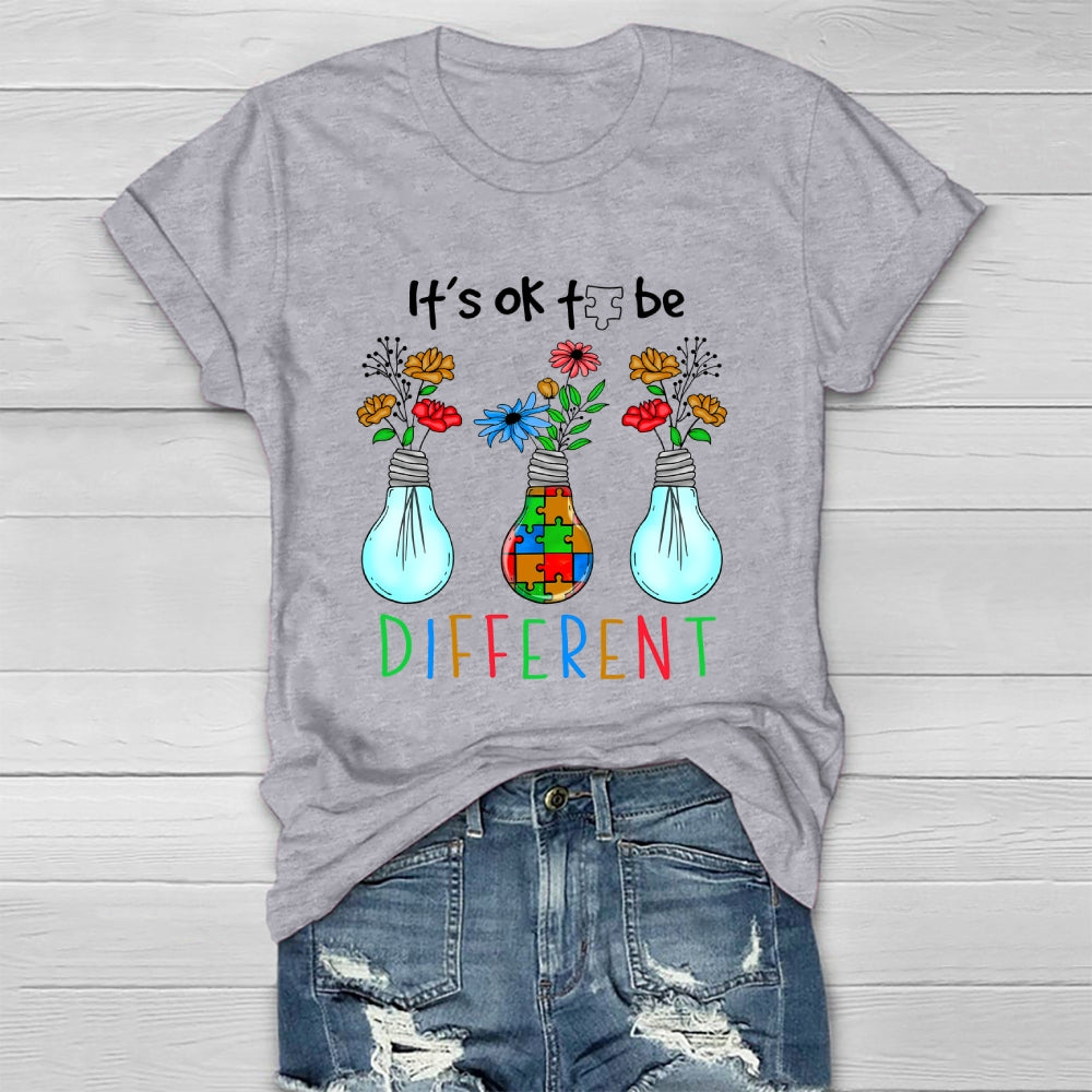 It's Ok To Be Different Light Bulb Flower Healthwear T-shirt