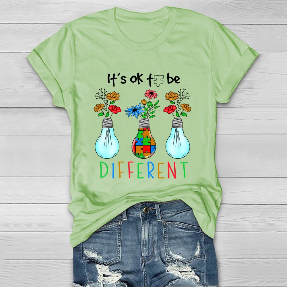 It's Ok To Be Different Light Bulb Flower Healthwear T-shirt