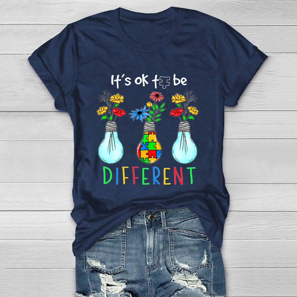 It's Ok To Be Different Light Bulb Flower Healthwear T-shirt