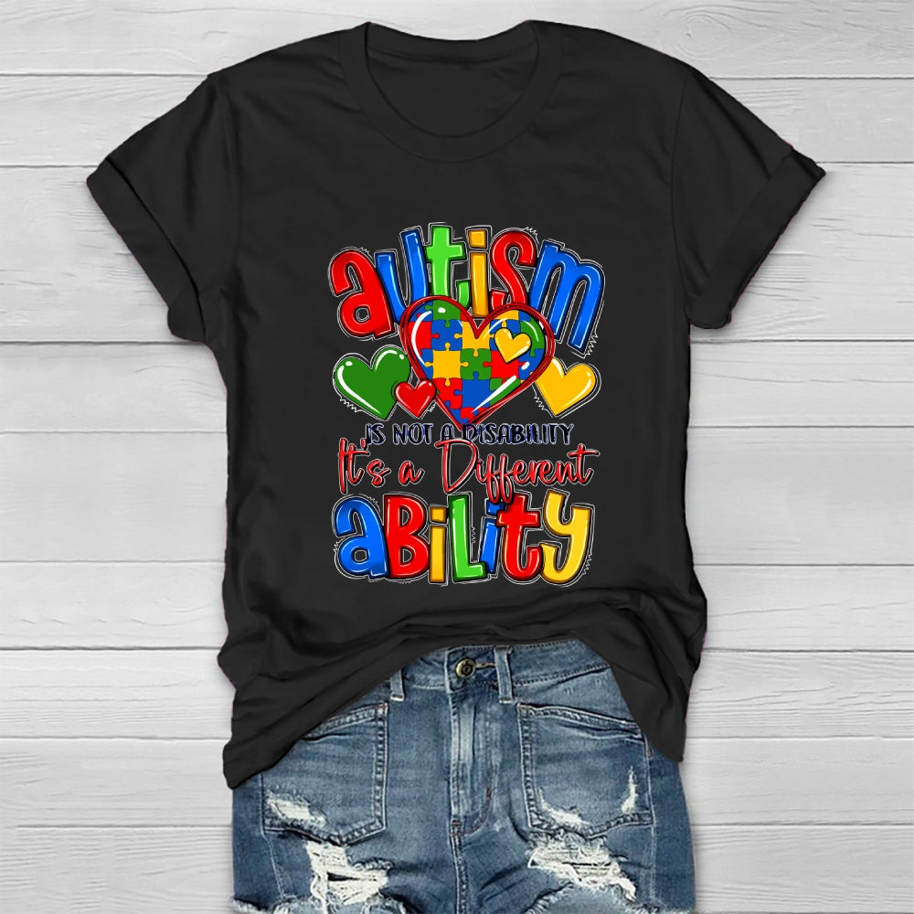 Autism It’s Not A Disability It’s A Different Ability Puzzle Heart Healthwear T-shirt