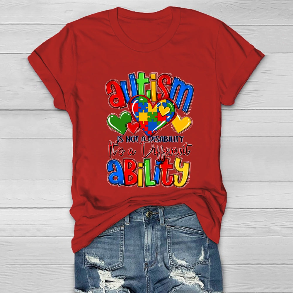 Autism It’s Not A Disability It’s A Different Ability Puzzle Heart Healthwear T-shirt