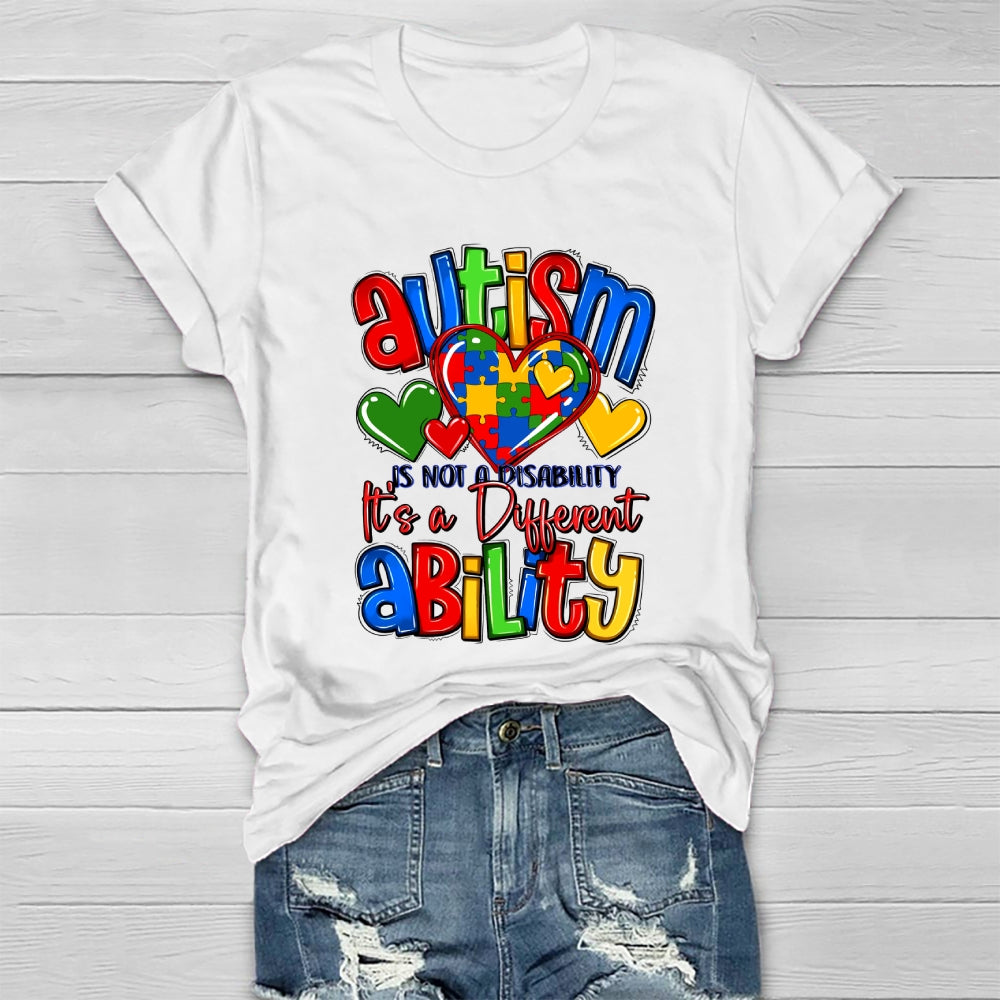Autism It’s Not A Disability It’s A Different Ability Puzzle Heart Healthwear T-shirt