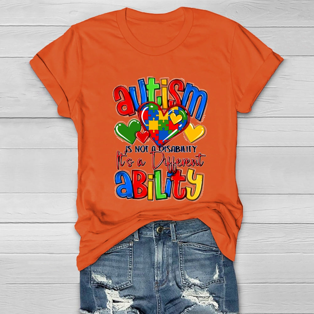 Autism It’s Not A Disability It’s A Different Ability Puzzle Heart Healthwear T-shirt