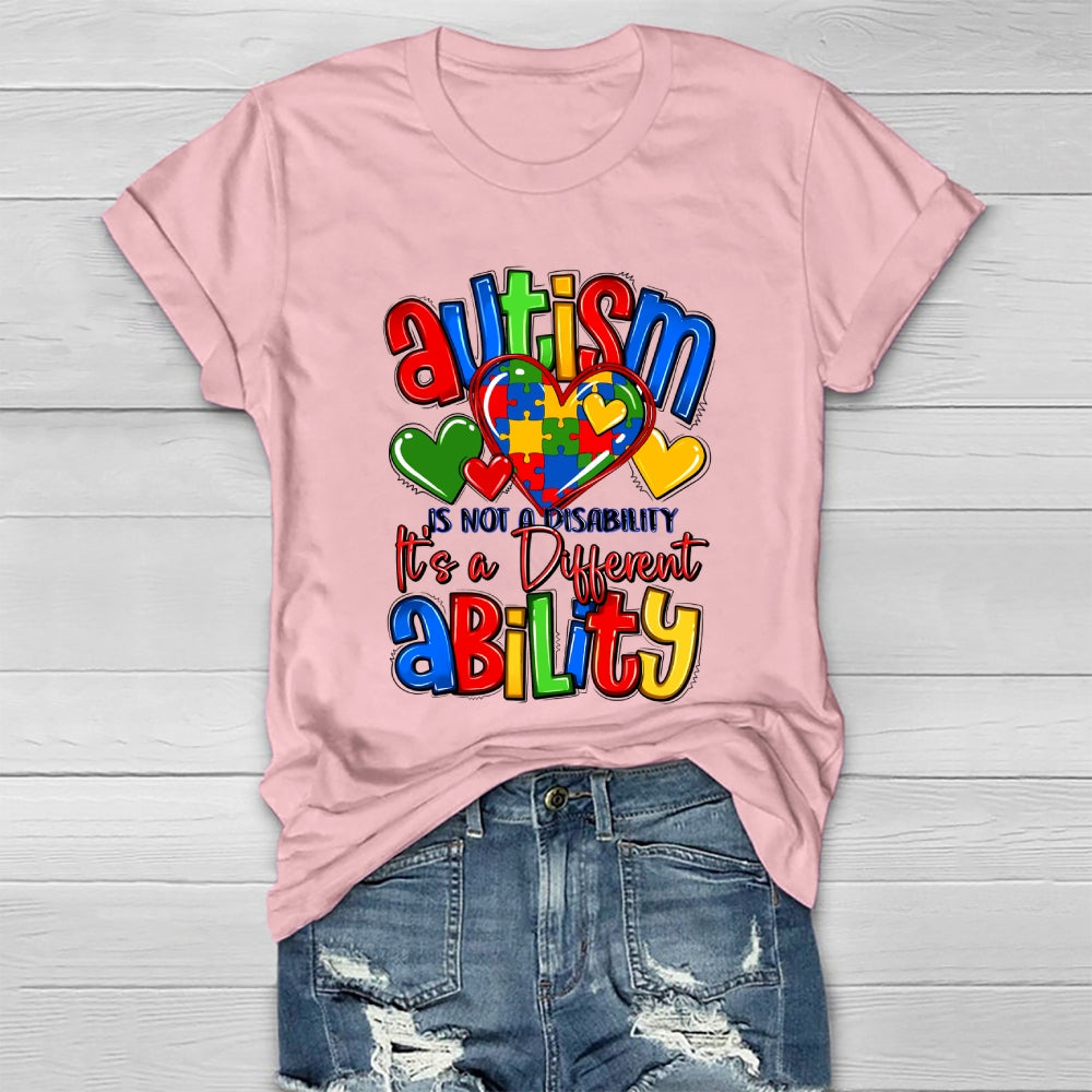 Autism It’s Not A Disability It’s A Different Ability Puzzle Heart Healthwear T-shirt