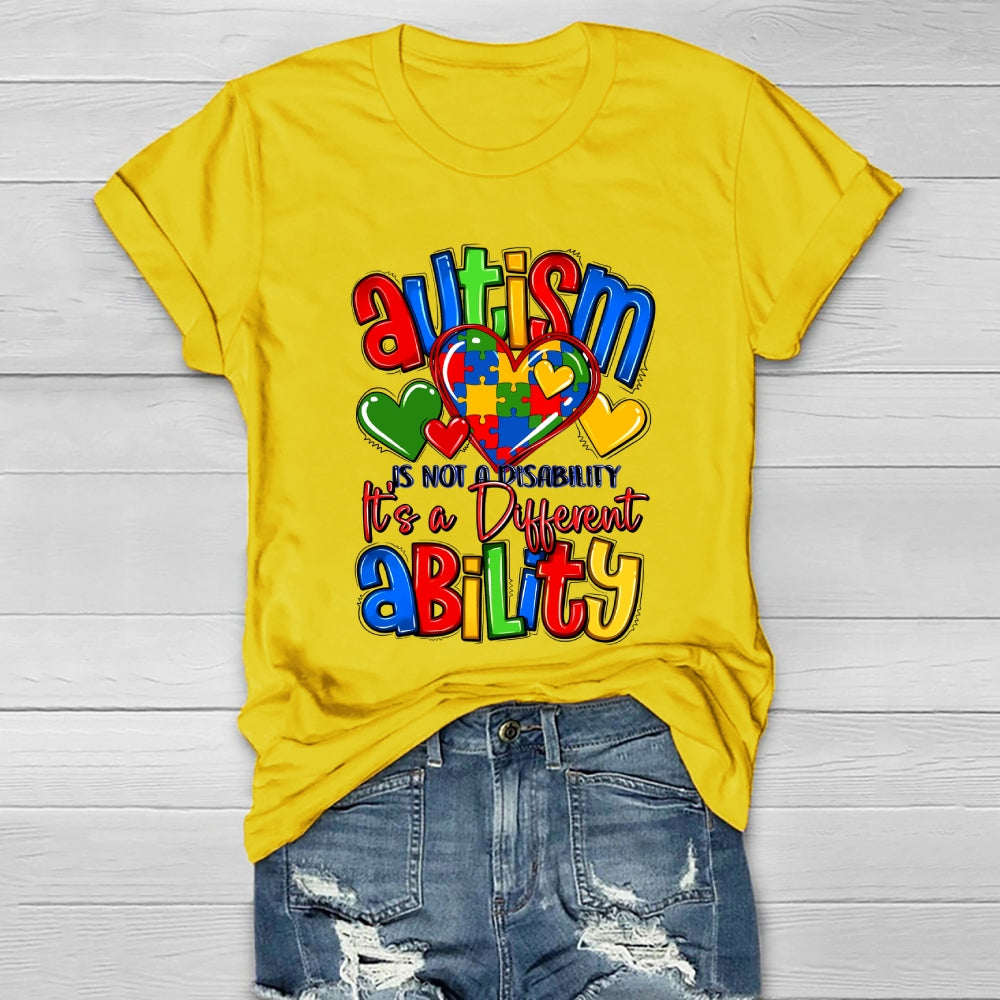 Autism It’s Not A Disability It’s A Different Ability Puzzle Heart Healthwear T-shirt