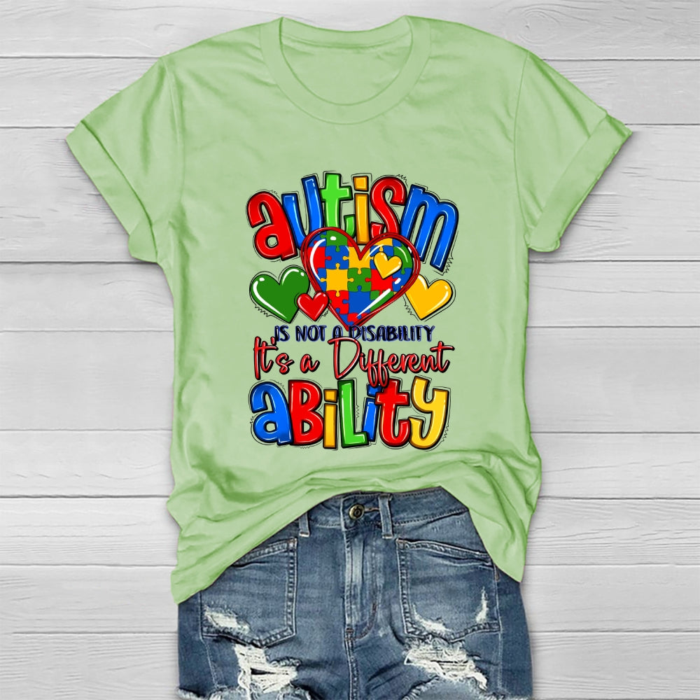Autism It’s Not A Disability It’s A Different Ability Puzzle Heart Healthwear T-shirt
