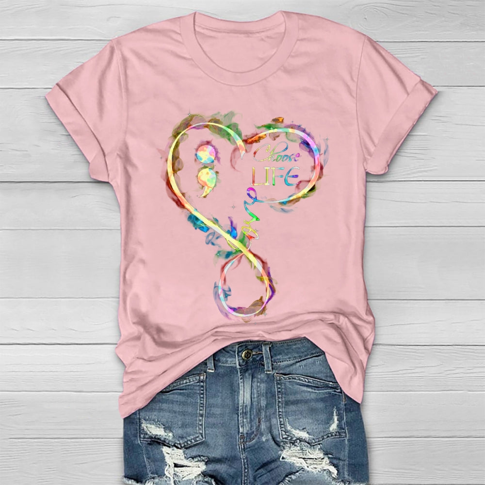 Choose Life Colorful Letters Healthwear T-shirt