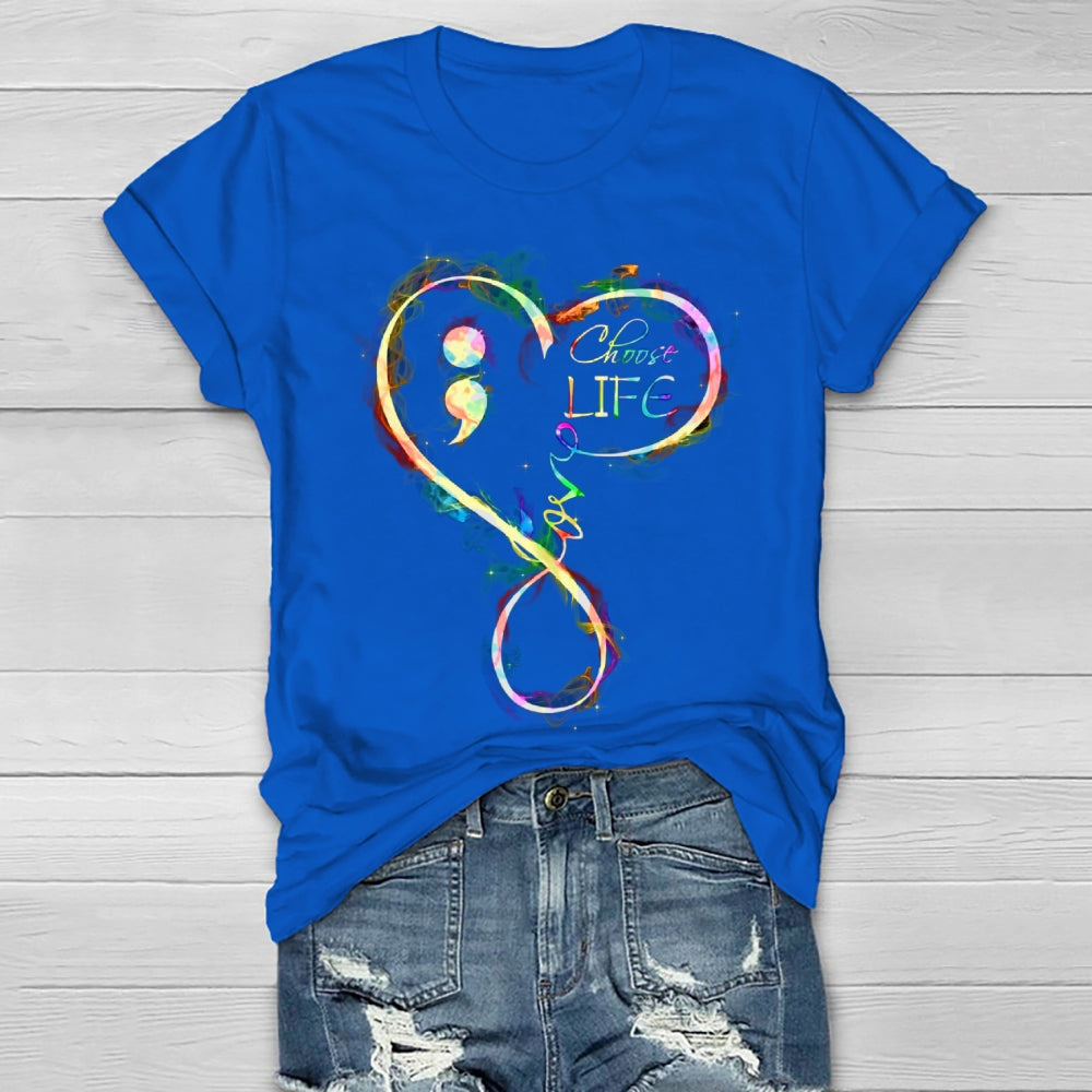 Choose Life Colorful Letters Healthwear T-shirt