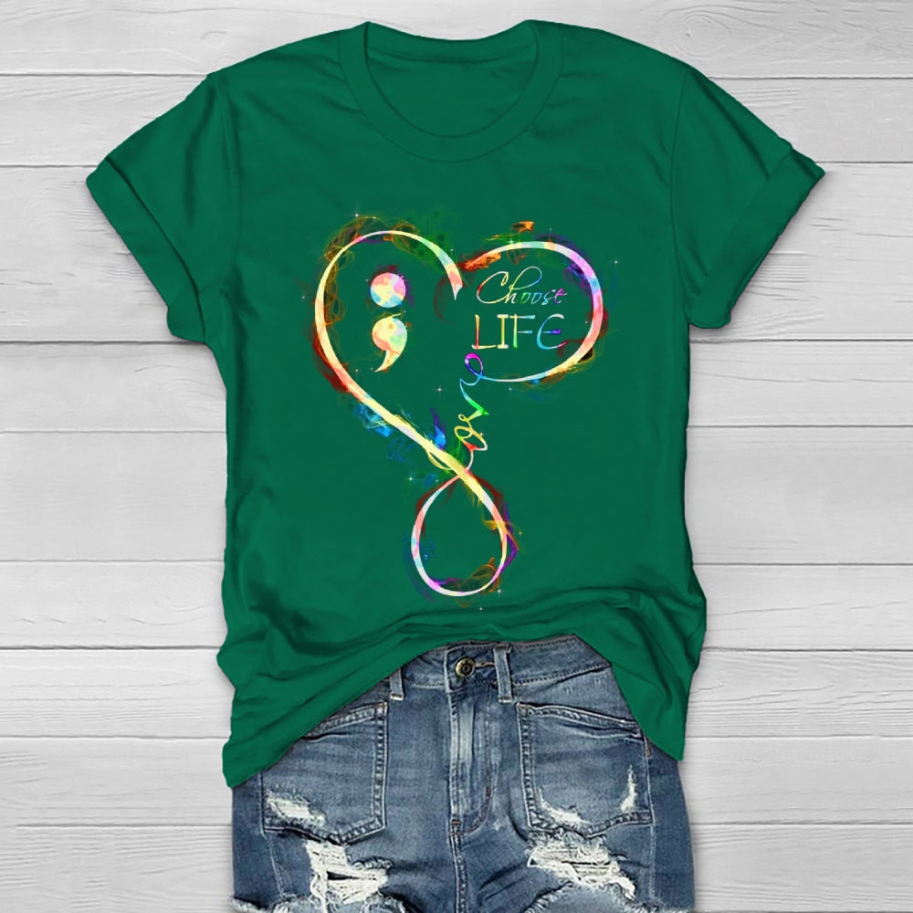 Choose Life Colorful Letters Healthwear T-shirt