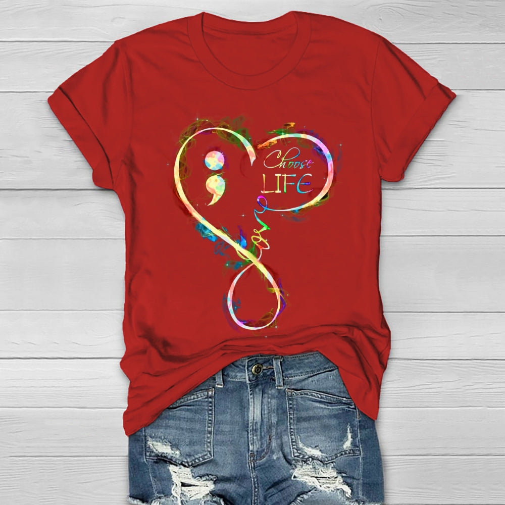 Choose Life Colorful Letters Healthwear T-shirt