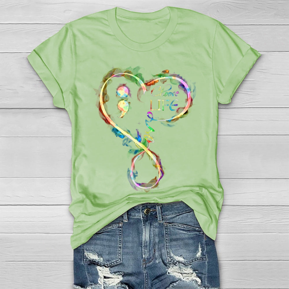 Choose Life Colorful Letters Healthwear T-shirt