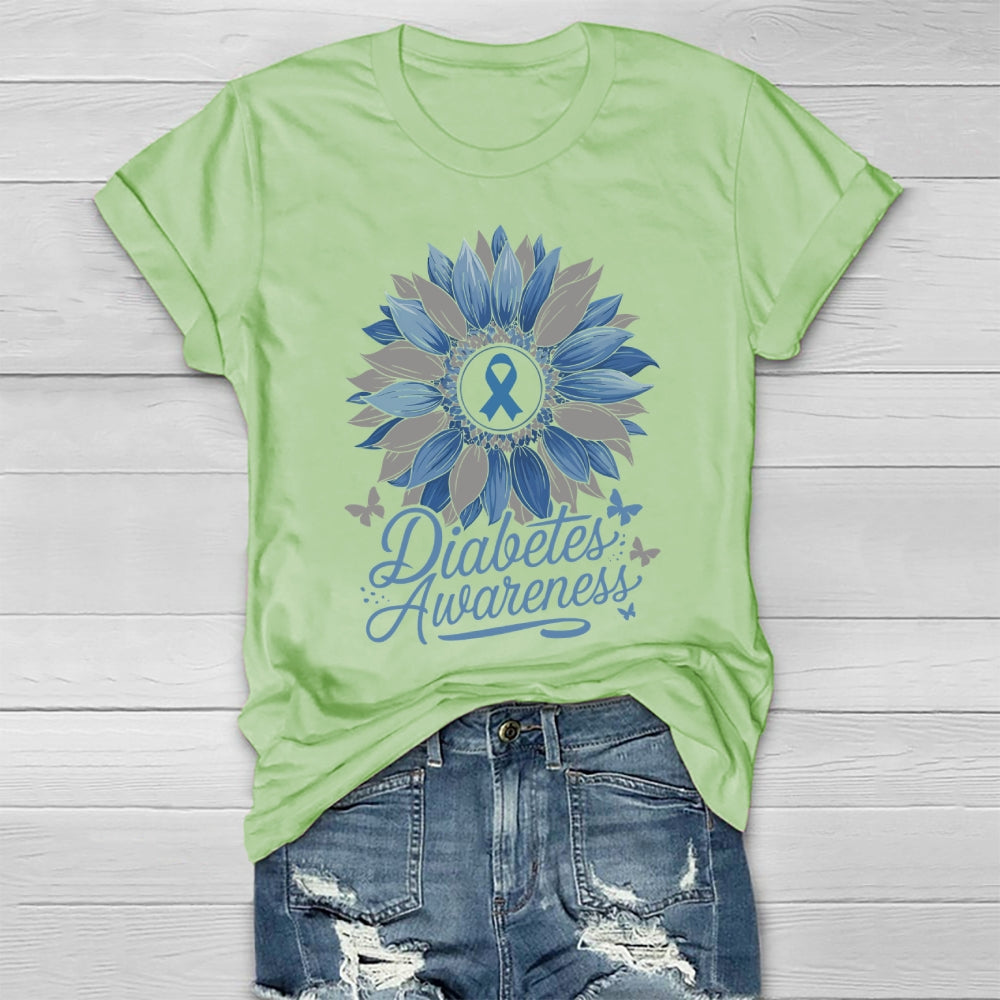 Diabetes Awareness Sunflower Healthwear T-shirt