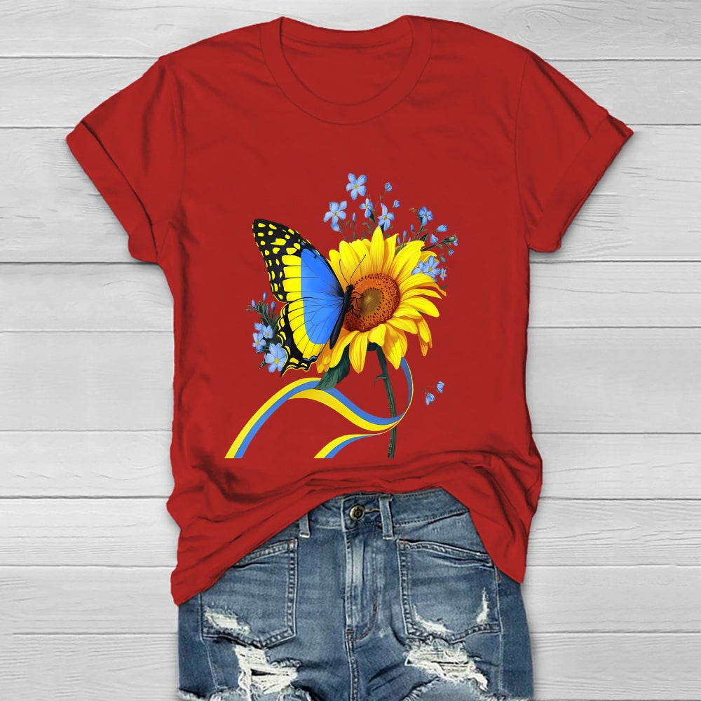 Yellow Blue Ribbon Butterfly Sunflower Healthwear T-shirt