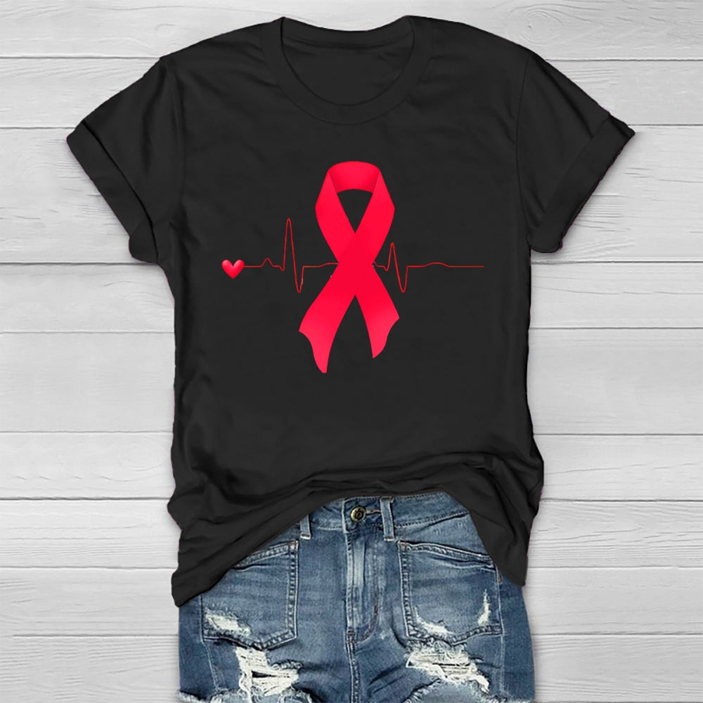 Heartbeat Red Ribbon Healthwear T-shirt
