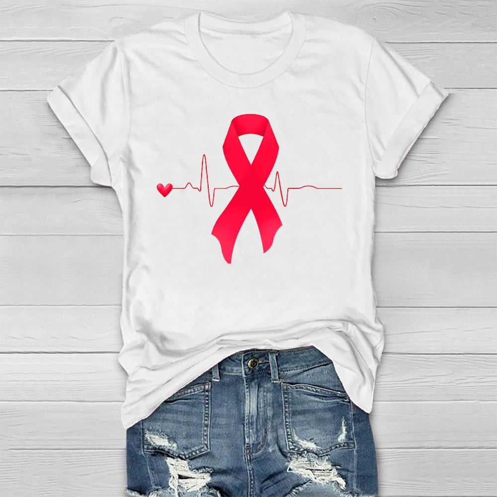 Heartbeat Red Ribbon Healthwear T-shirt