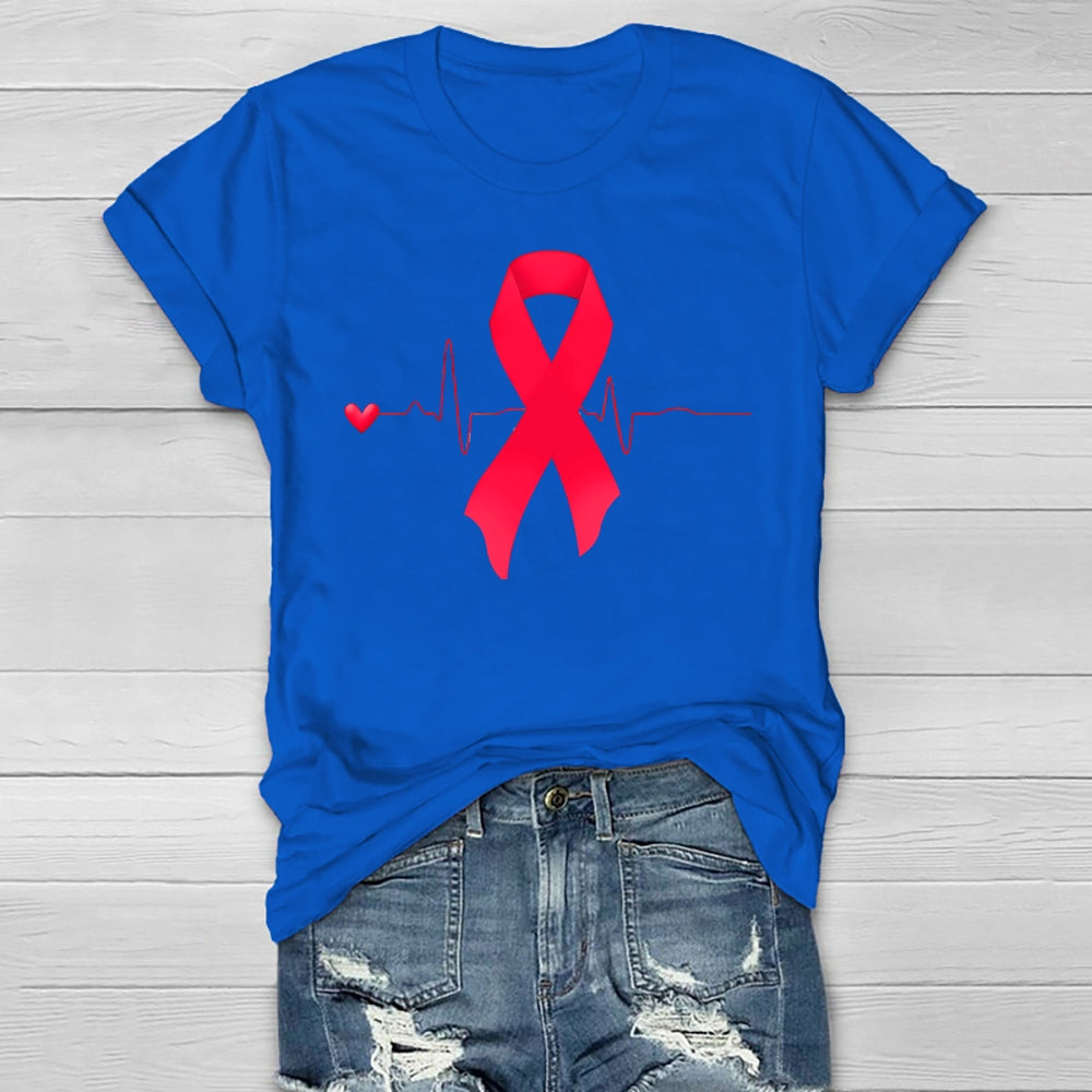 Heartbeat Red Ribbon Healthwear T-shirt