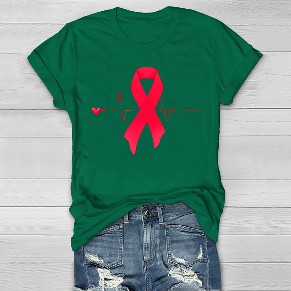 Heartbeat Red Ribbon Healthwear T-shirt
