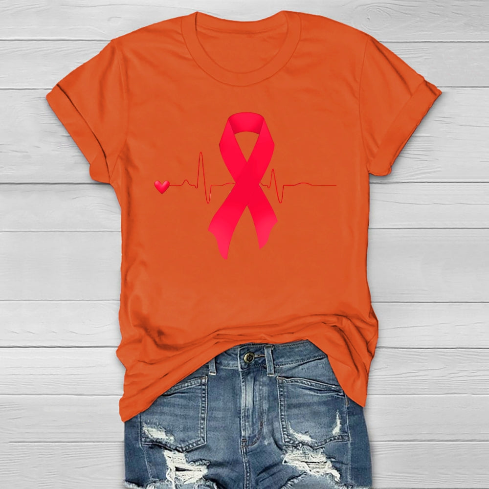 Heartbeat Red Ribbon Healthwear T-shirt