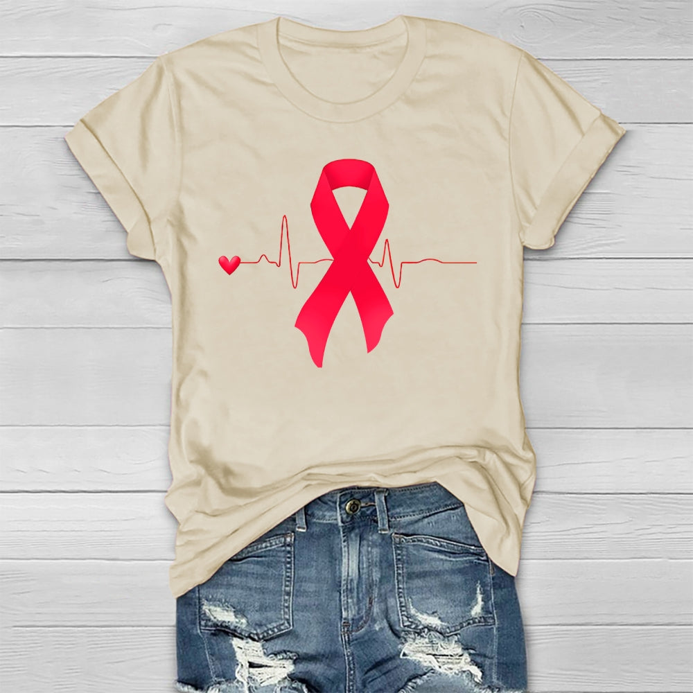 Heartbeat Red Ribbon Healthwear T-shirt