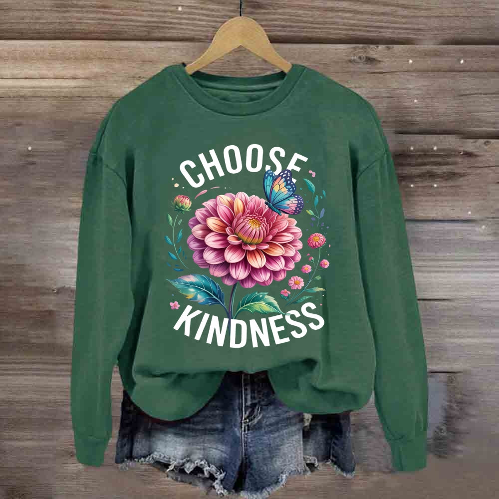 Choose Kindness Butterfly Floral Sweatshirt