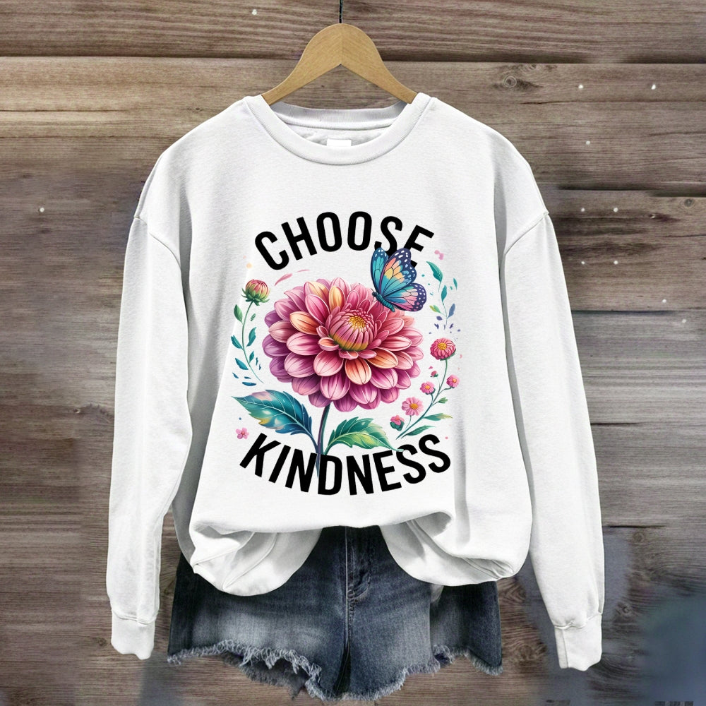 Choose Kindness Butterfly Floral Sweatshirt