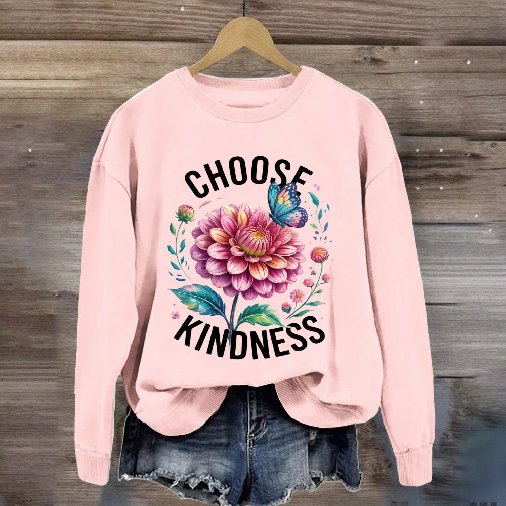 Choose Kindness Butterfly Floral Sweatshirt