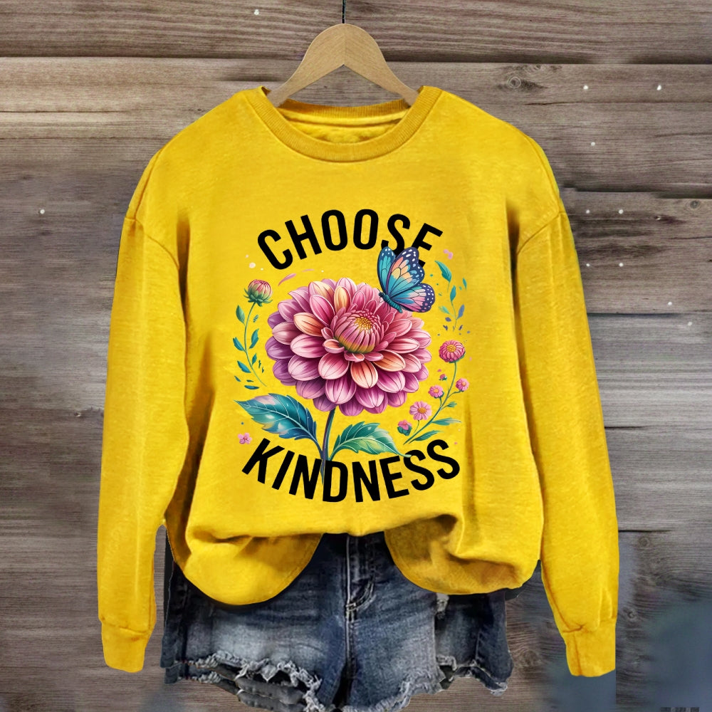 Choose Kindness Butterfly Floral Sweatshirt