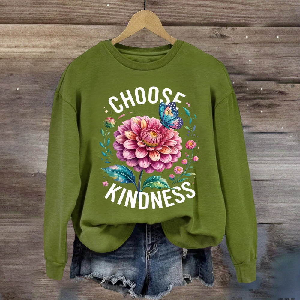Choose Kindness Butterfly Floral Sweatshirt
