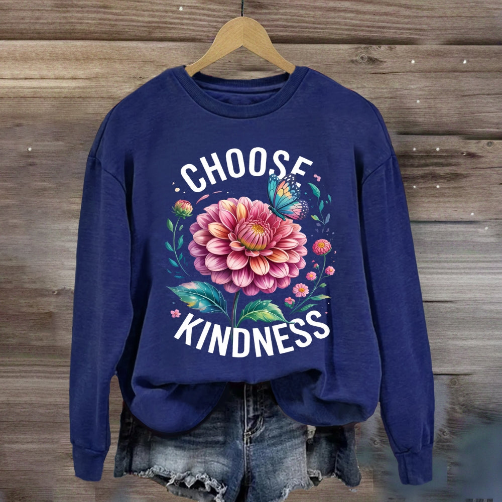 Choose Kindness Butterfly Floral Sweatshirt