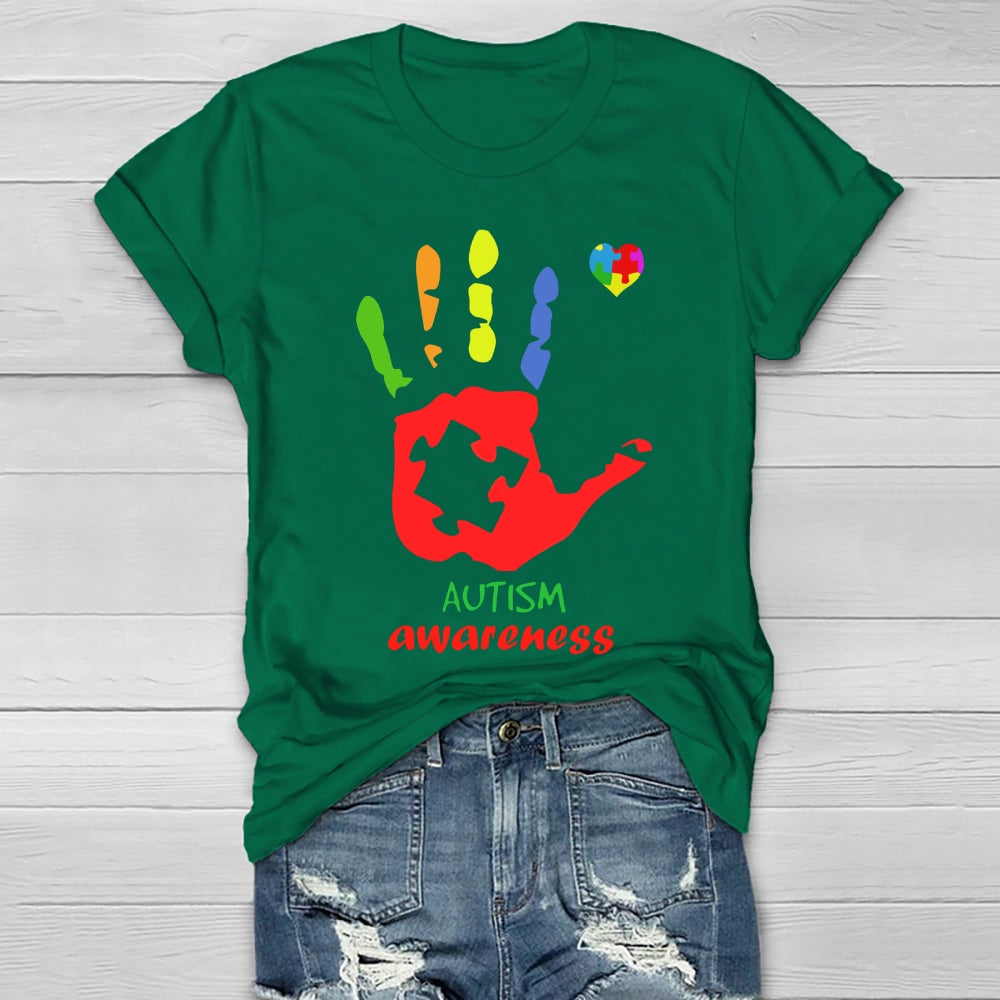 Autism Awareness Colorful Handprints Healthwear T-shirt
