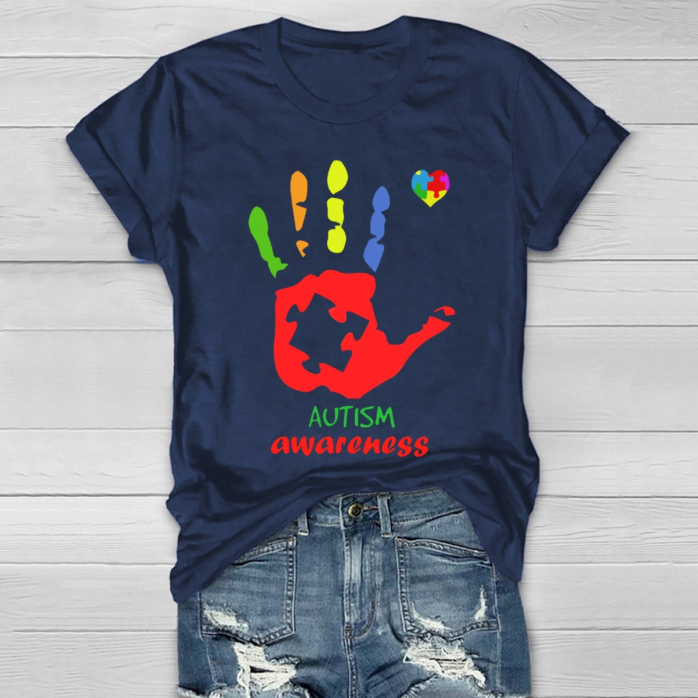 Autism Awareness Colorful Handprints Healthwear T-shirt