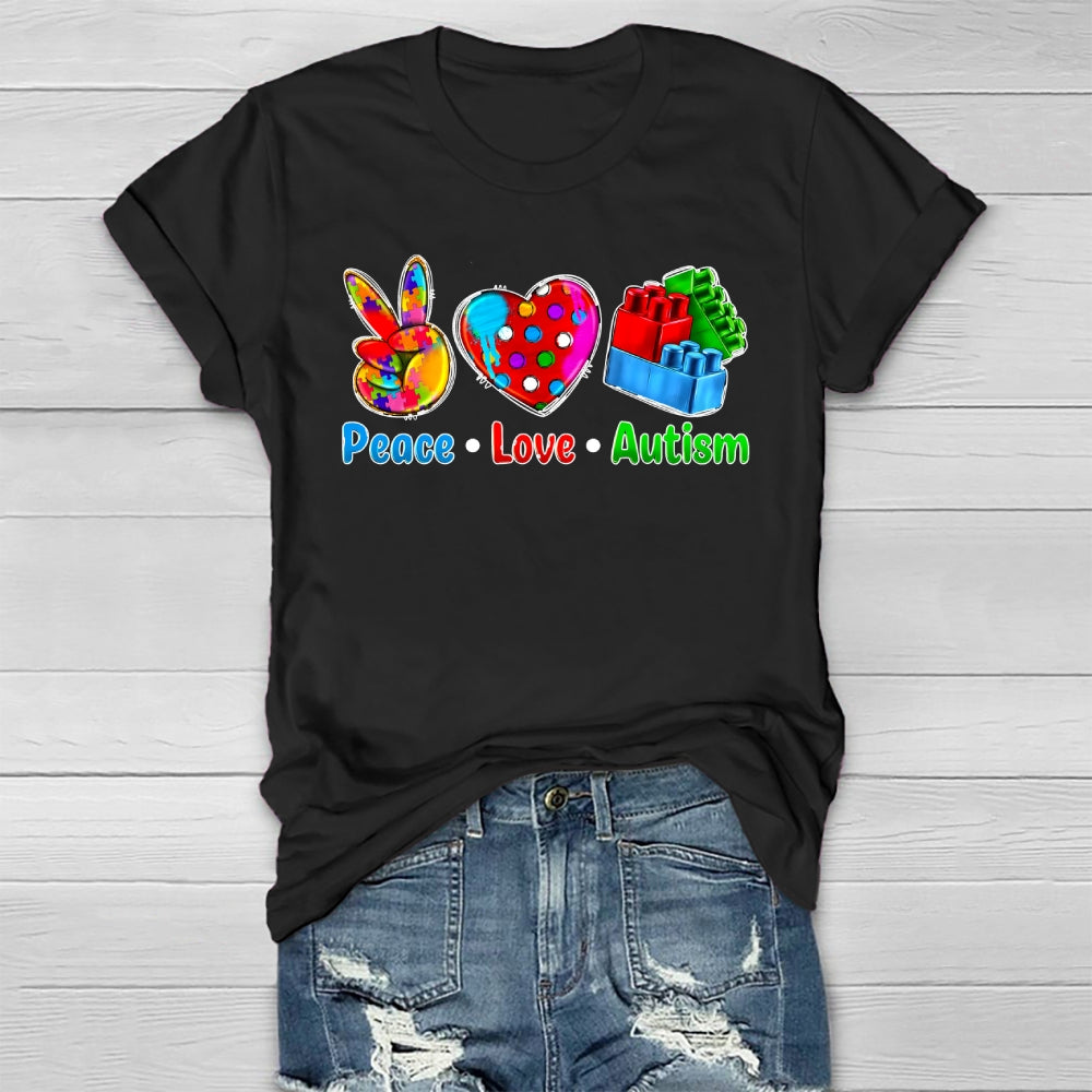 Peace Love Autism Blocks Healthwear T-shirt