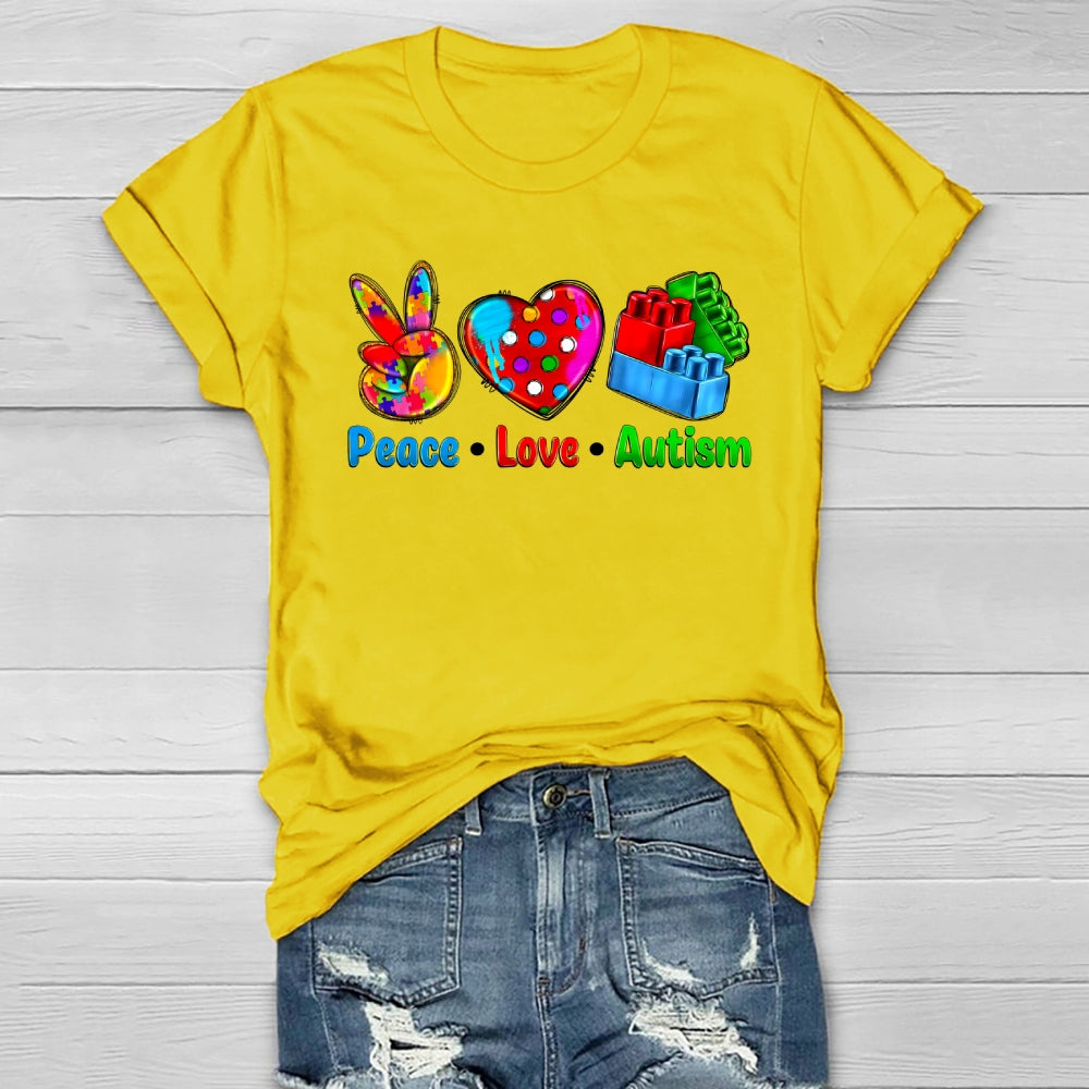 Peace Love Autism Blocks Healthwear T-shirt